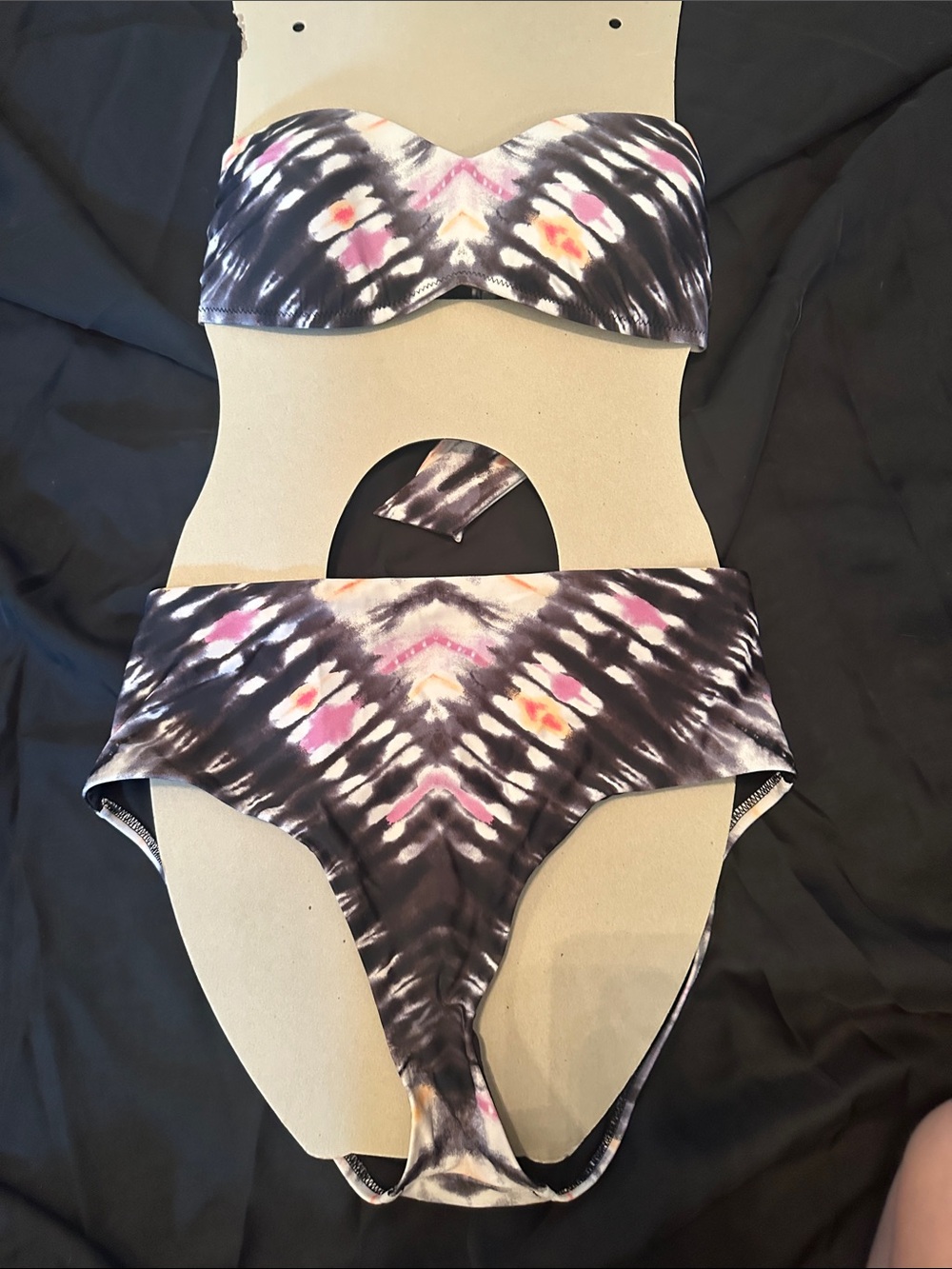 Bar III Black Bandeau Top with Pink Accent Trim